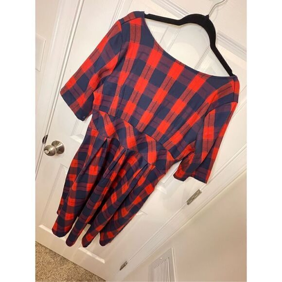 Oklich red and blue shirt sleeve dress 2XL. NWT - Picture 1 of 7
